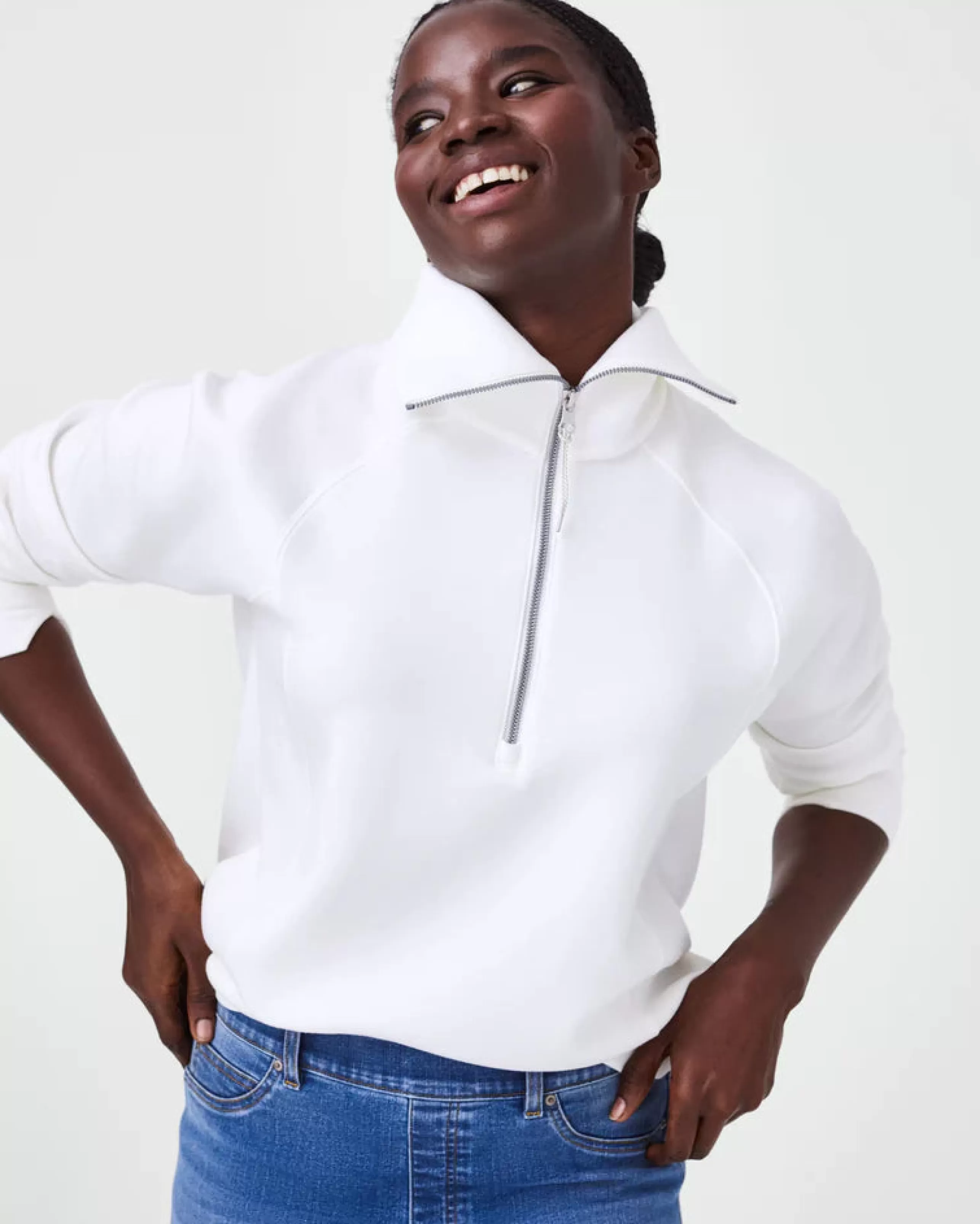 SPANX Athelisure^Airessentials Half-Zip Pullover In Powder