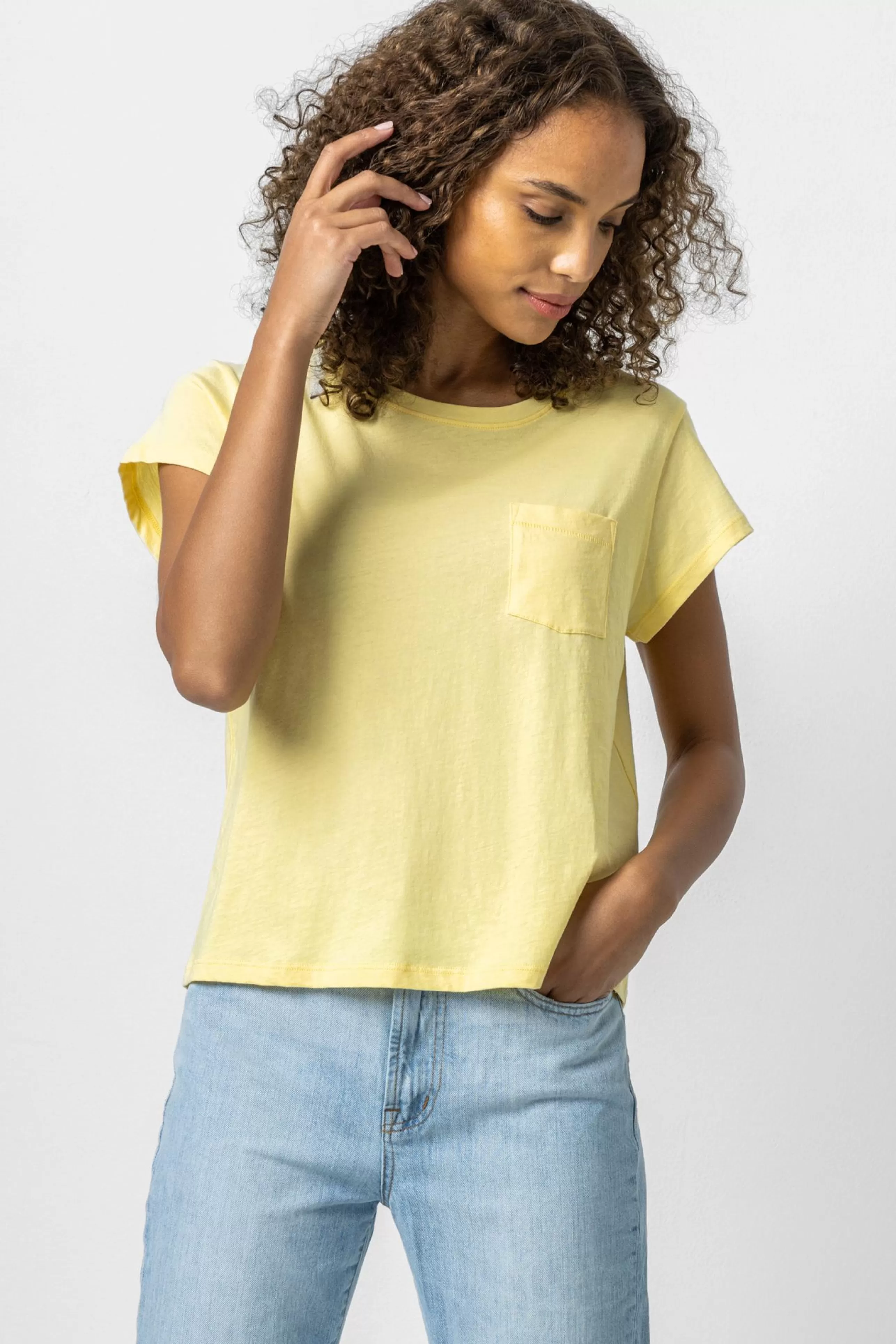 LILLA P Tops^Boxy Pocket Crew Neck Tee In Buttercup *Final Sale*