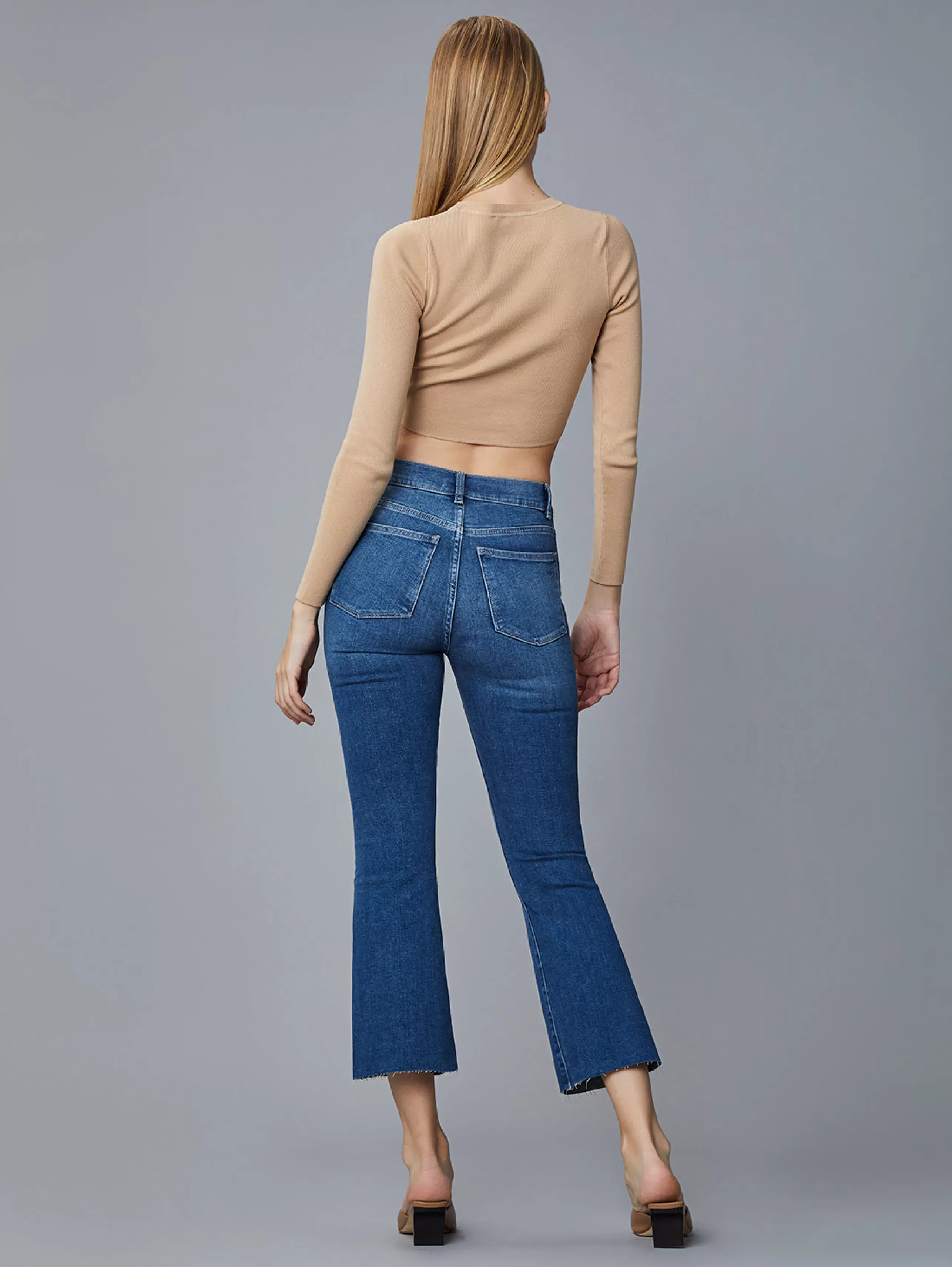 DL 1961 Bottoms^Bridget Cropped High Rise Jean In Mid Raw