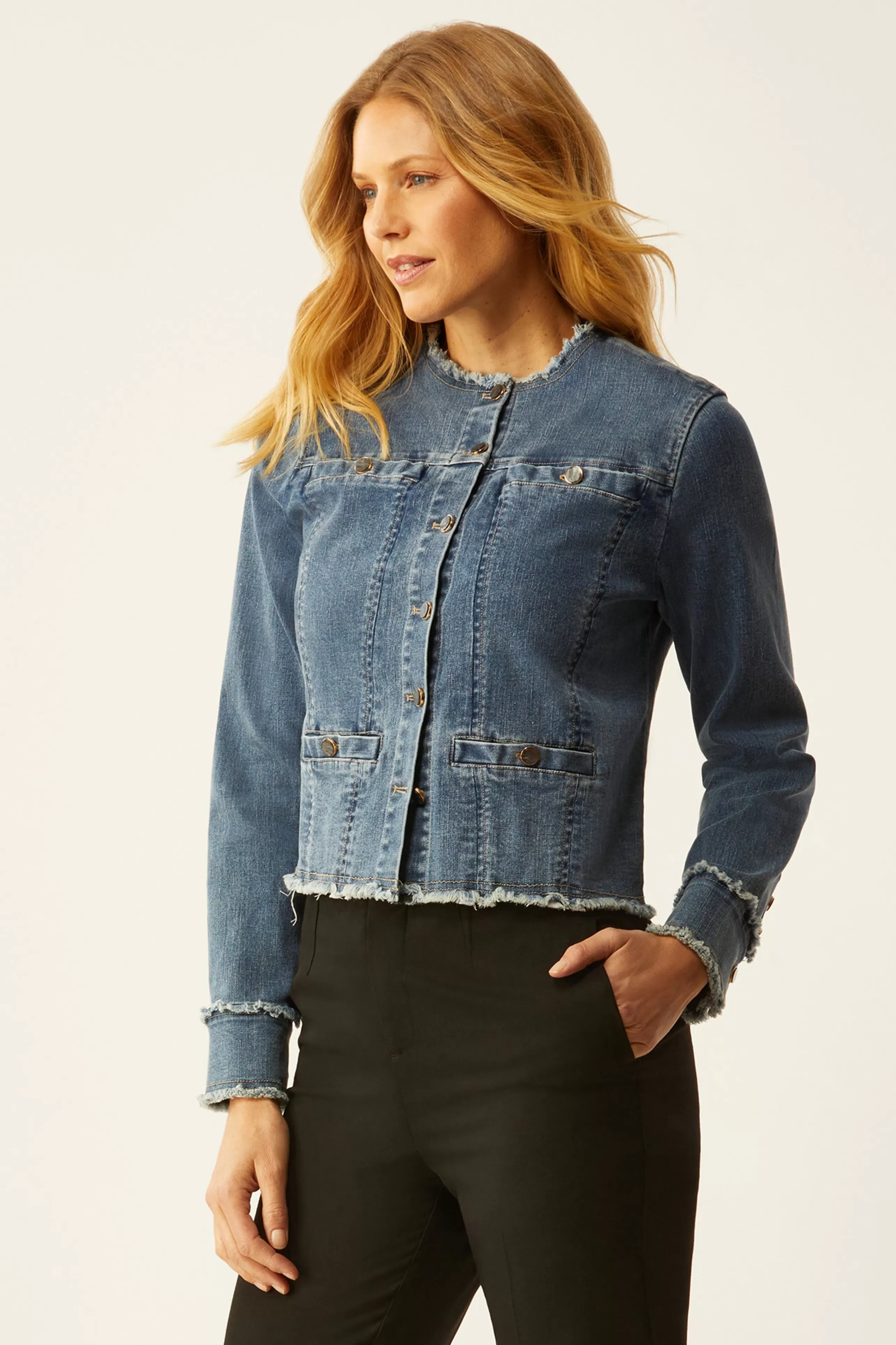 ECRU Outerwear^Collarless Jacket With Fray In Vintage