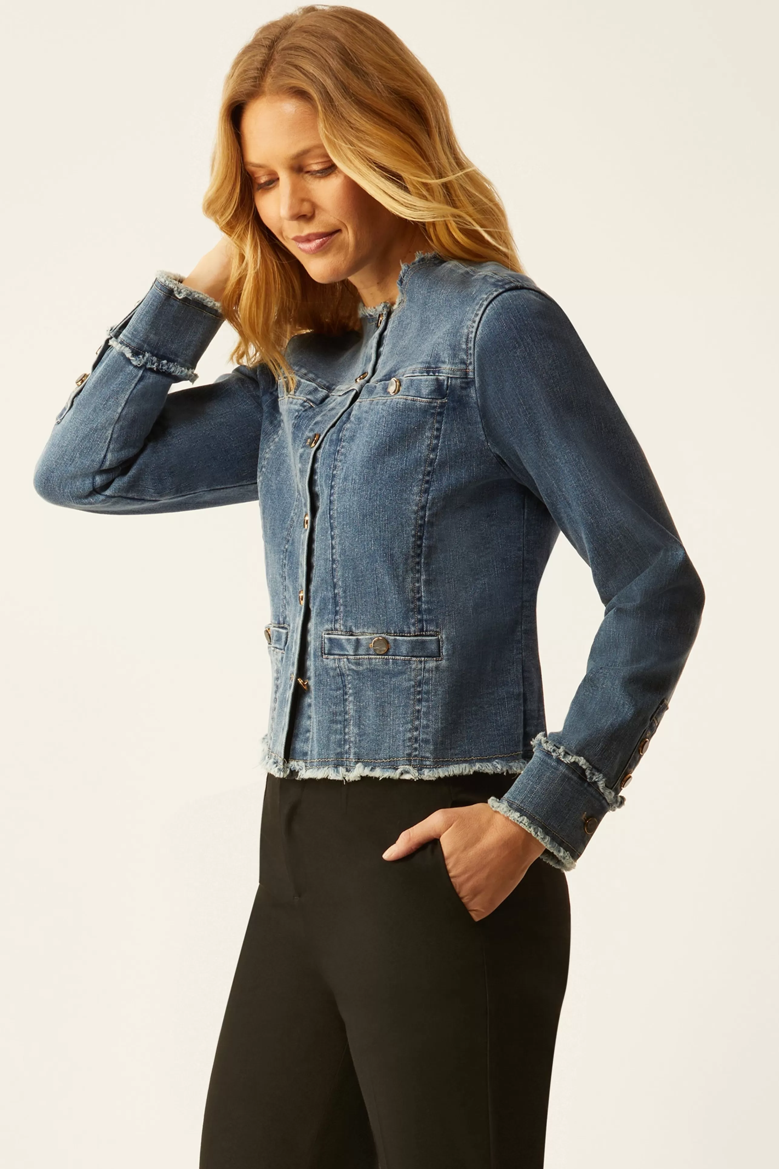 ECRU Outerwear^Collarless Jacket With Fray In Vintage