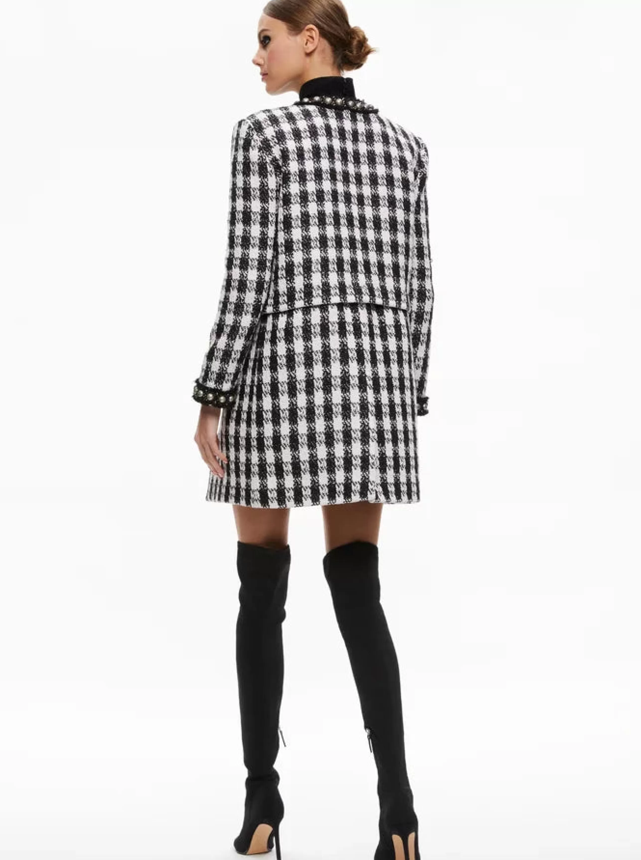 ALICE OLIVIA Outerwear^Deon Two-Fer Tweed Jacket In Black/White