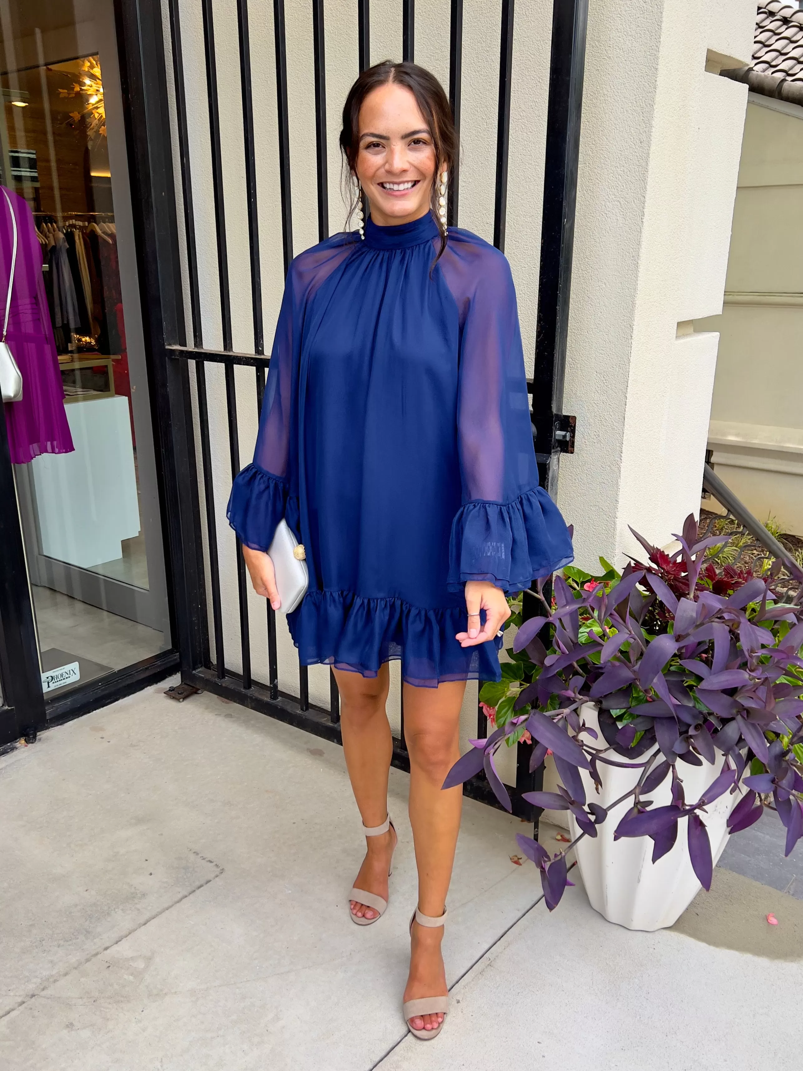 ALICE OLIVIA Dress Shop^Erna Cape Sleeve Dress In Azure