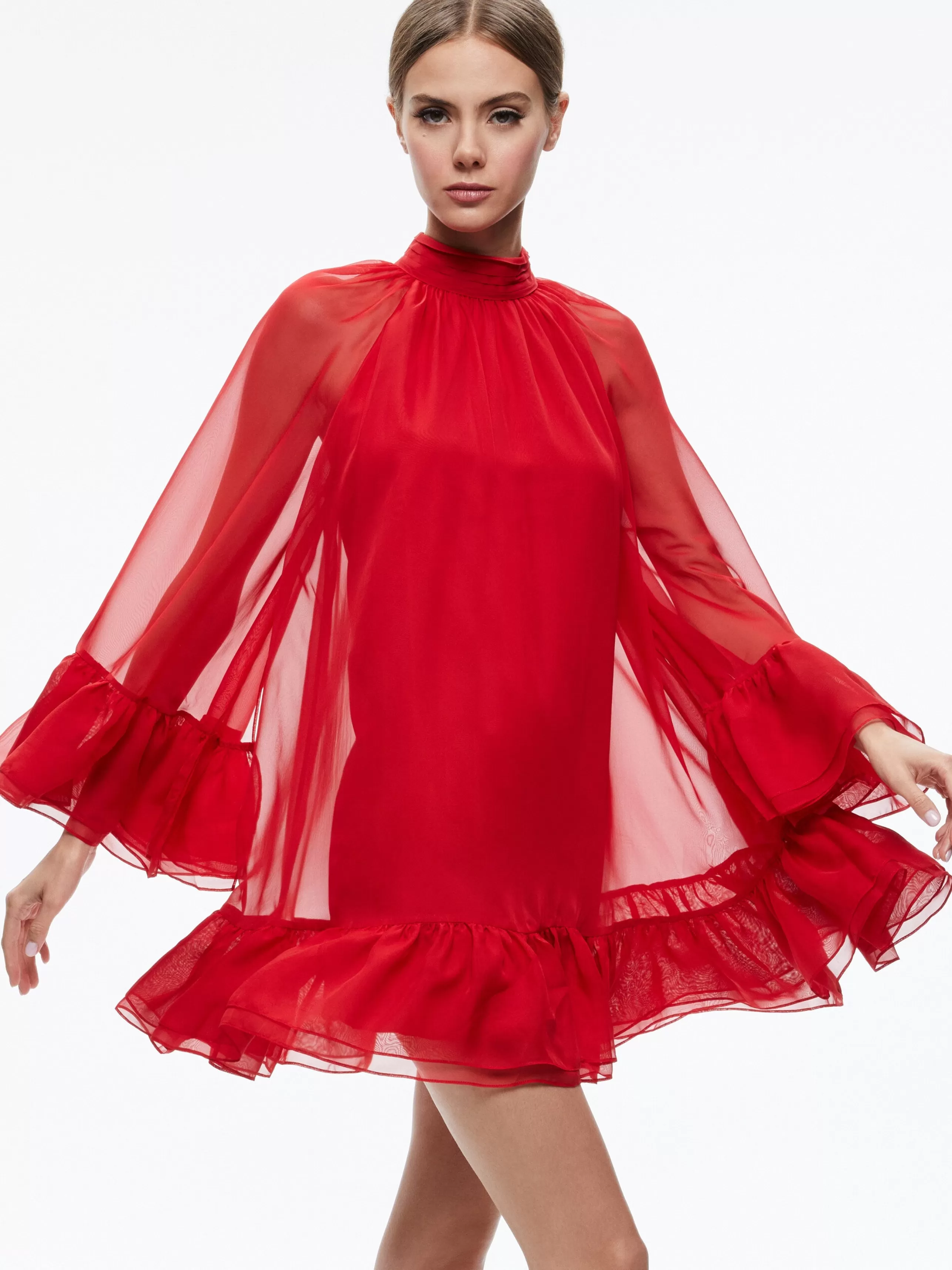 ALICE OLIVIA Dress Shop^Erna Cape Sleeve Dress In Red