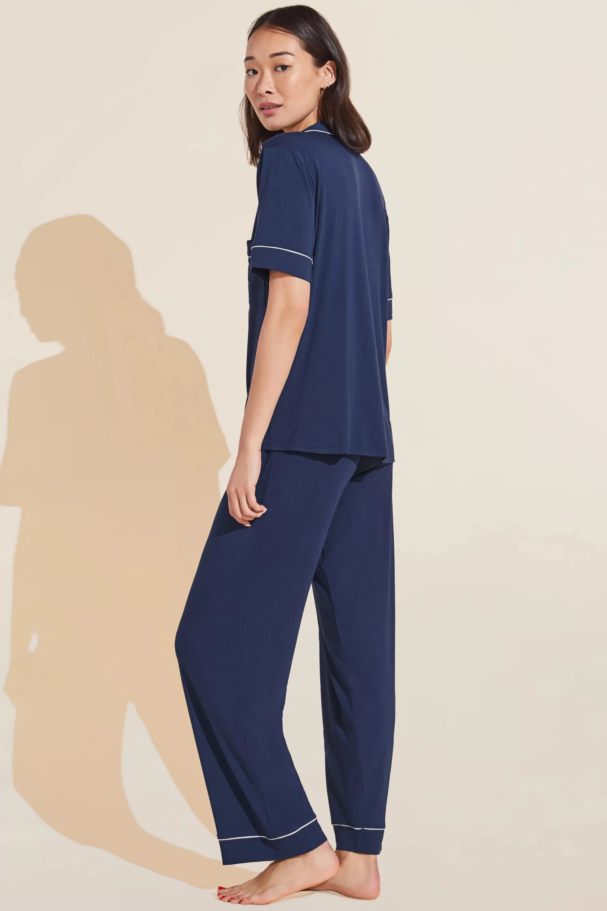 EBERJEY Loungewear^Gisele Short Sleeve & Pant Pj Set In Navy/Ivory