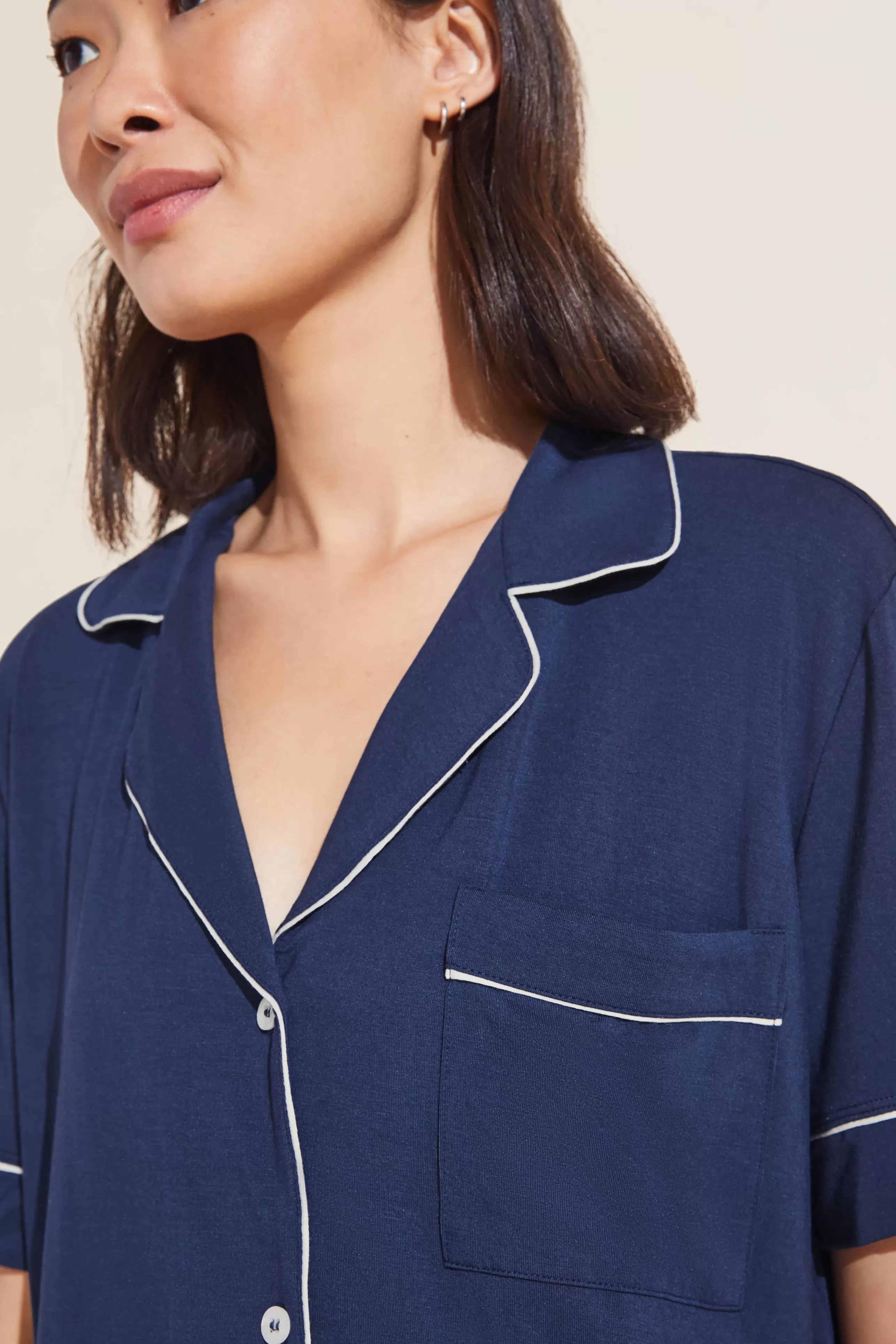 EBERJEY Loungewear^Gisele Short Sleeve & Pant Pj Set In Navy/Ivory