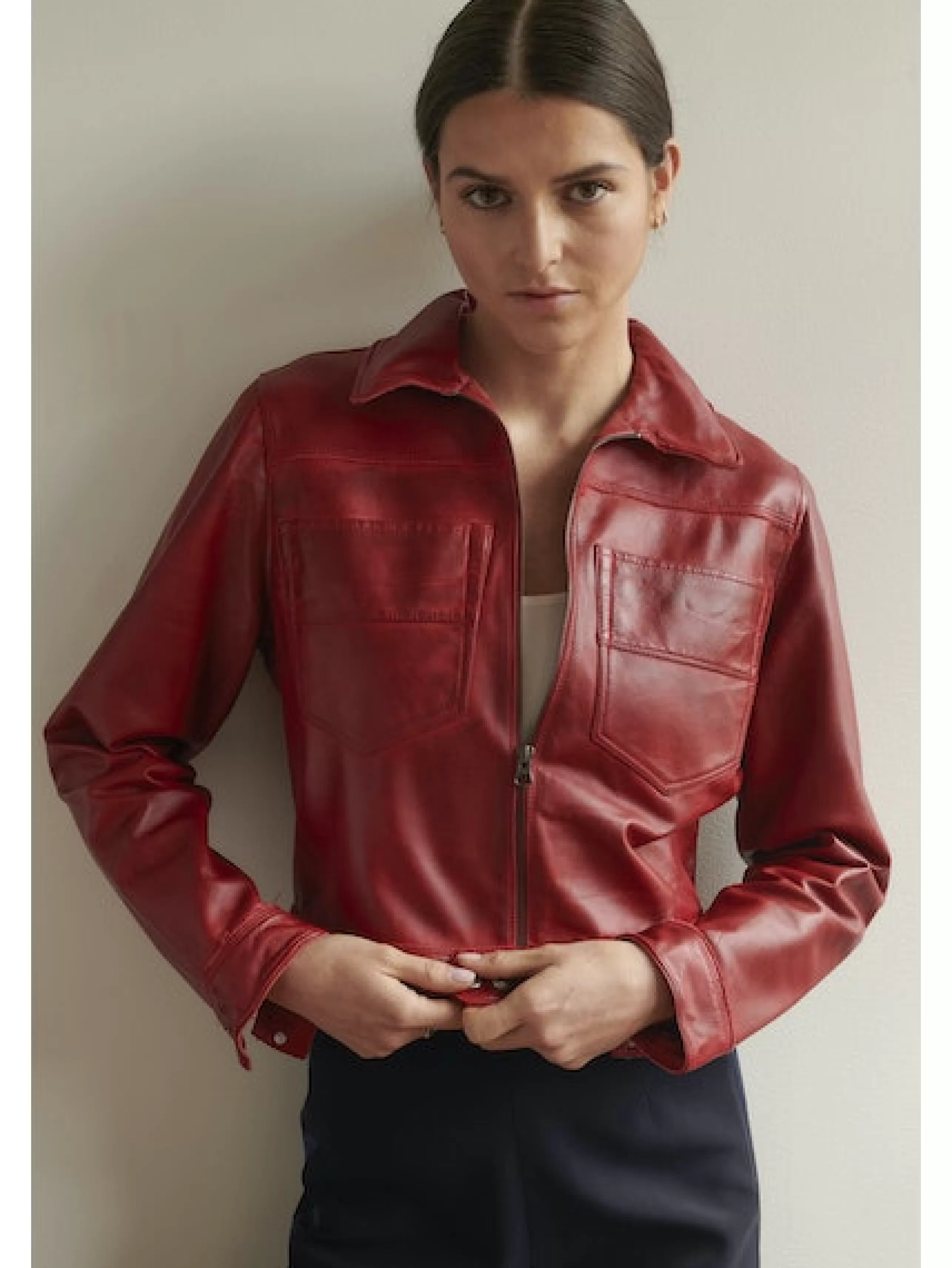 JAKETT Outerwear^Hayden Waxed Leather Jacket In Vintage Red