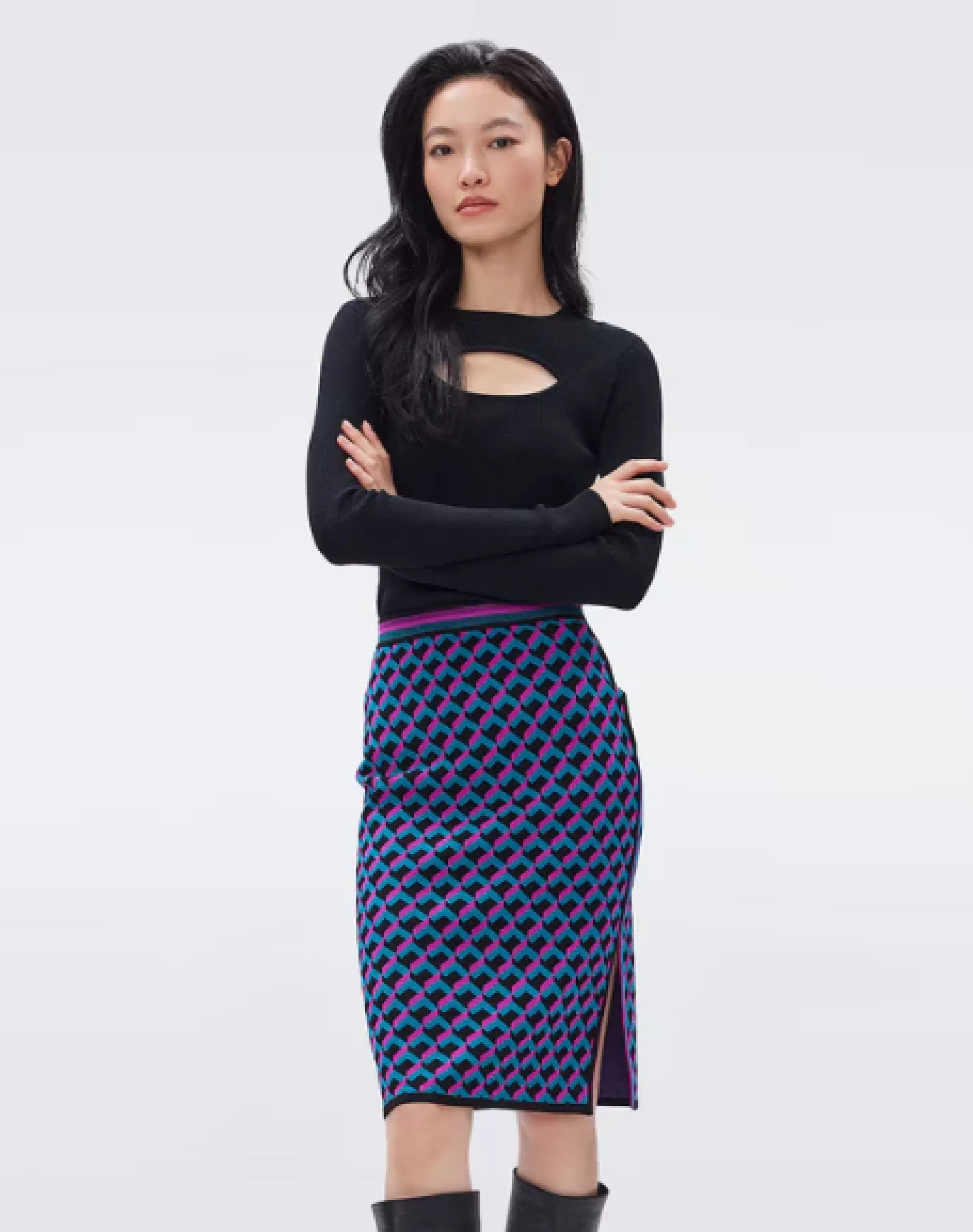 DIANE VON FURSTENBURG Matching Sets^Hazel Knit Jacquard Skirt In 3D Brick Teal