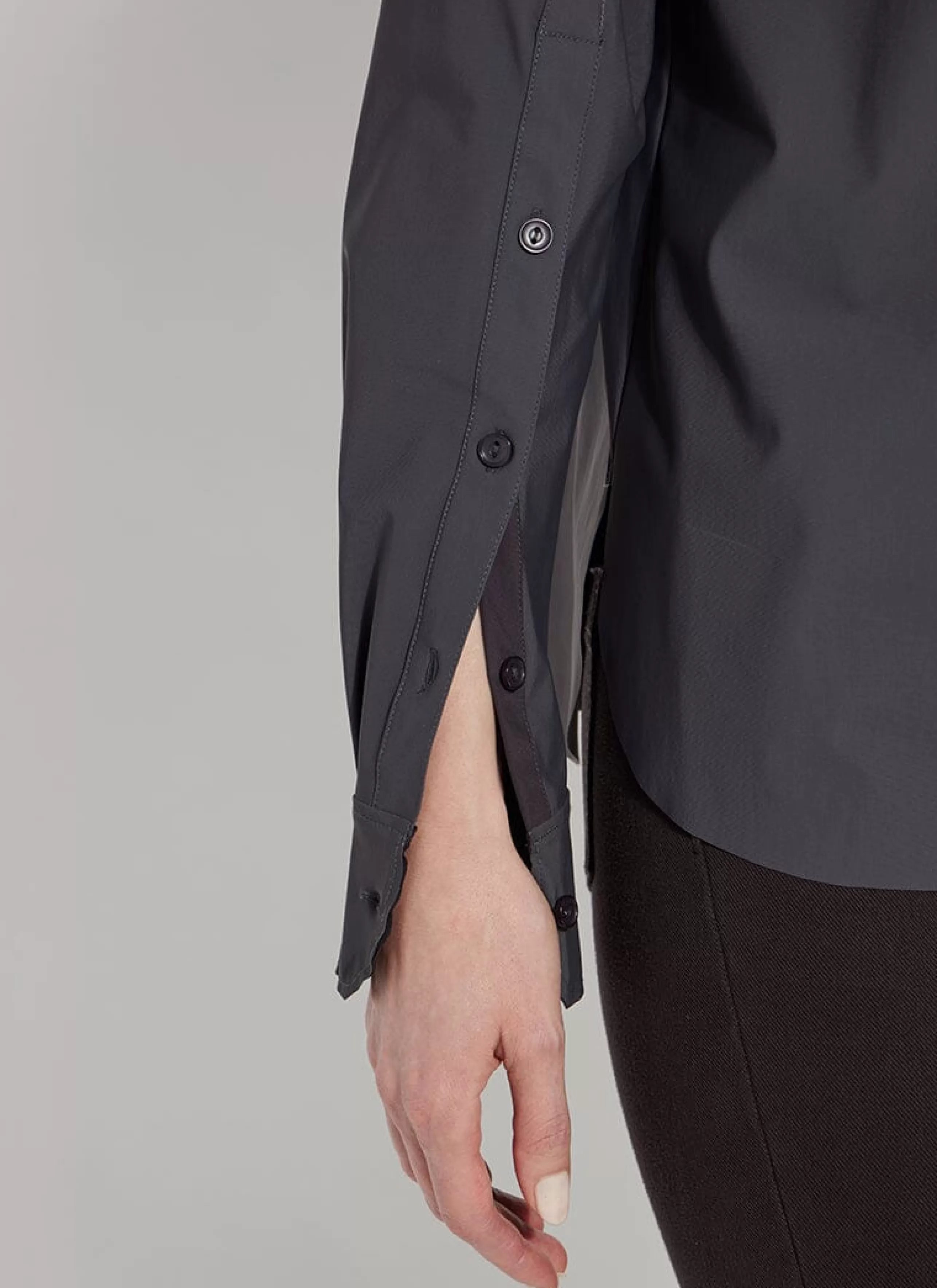 LYSSE Athelisure^Jodi Slim Button Down Shirt In Charcoal