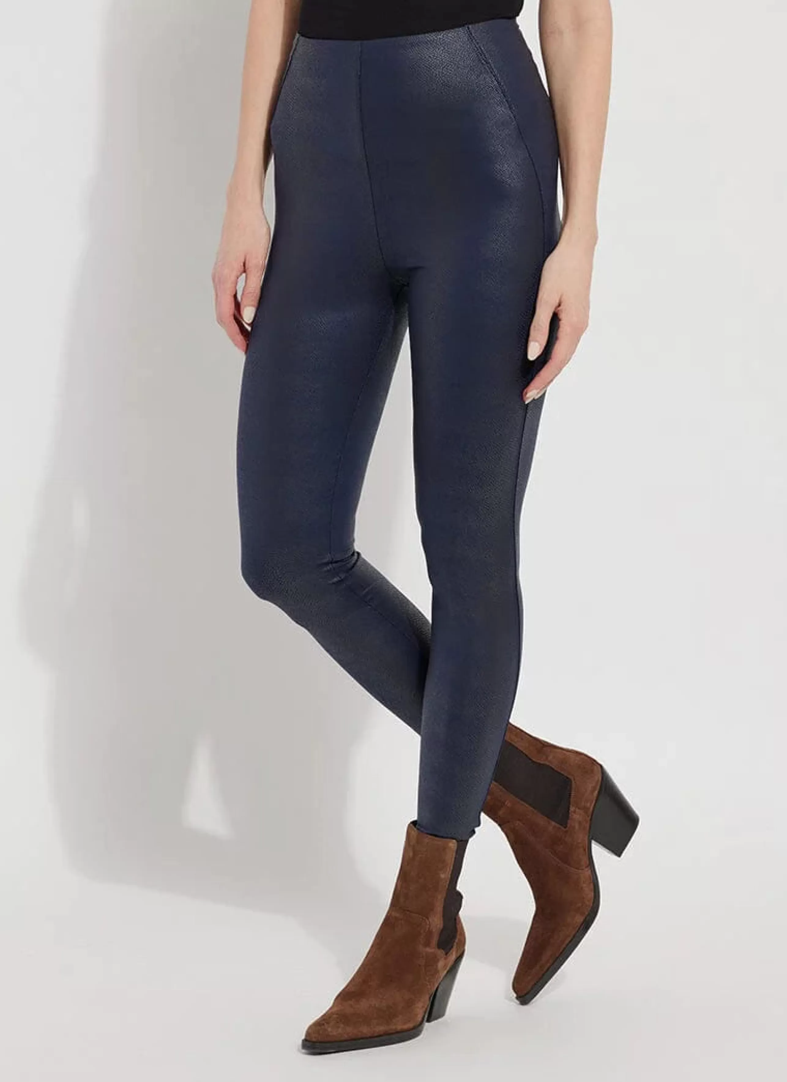 LYSSE Athelisure^Patterned Matilda Foil Legging In True Navy Snake