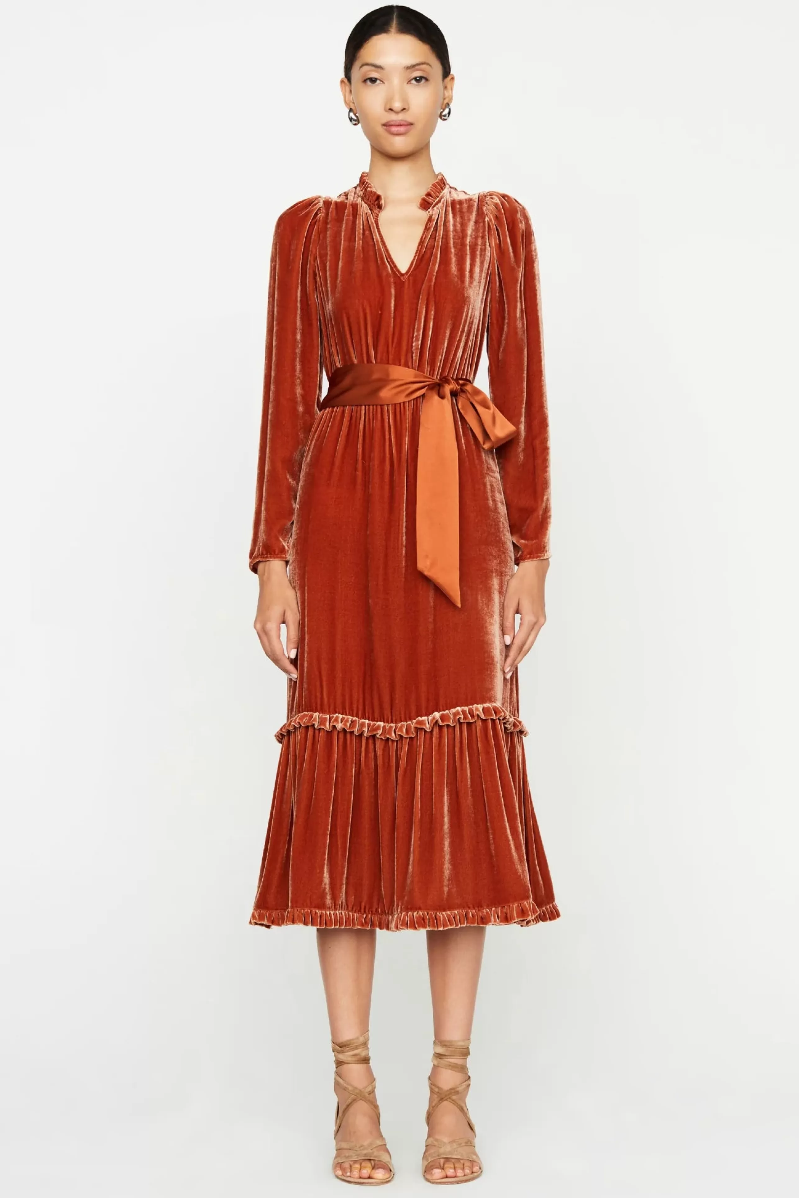 MARIE OLIVER Dress Shop^Ruthie Velvet Dress In Chestnut