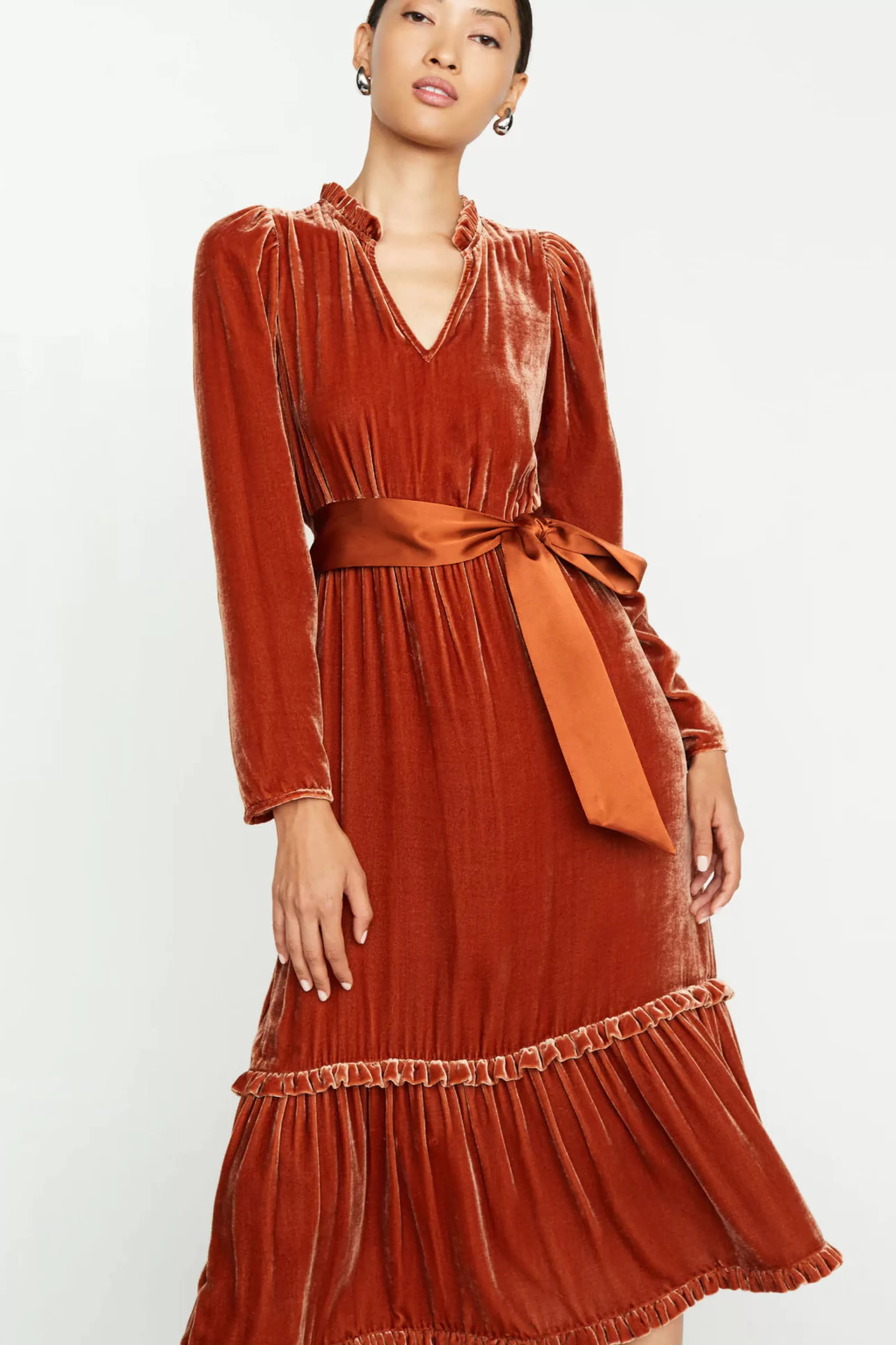 MARIE OLIVER Dress Shop^Ruthie Velvet Dress In Chestnut