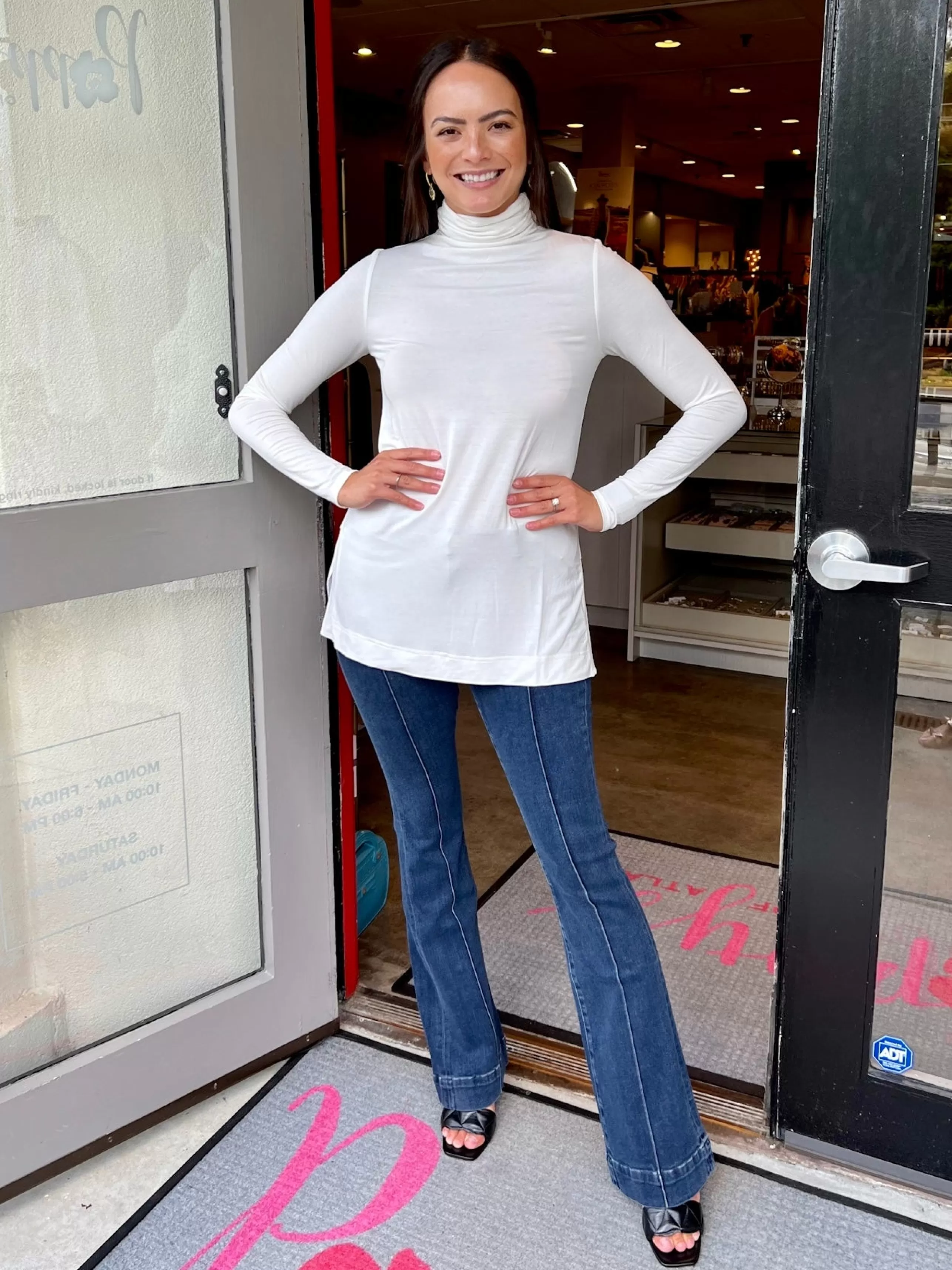 KINROSS CASHMERE Tops^Scrunchneck Bamboo Tunic Top In Bianco