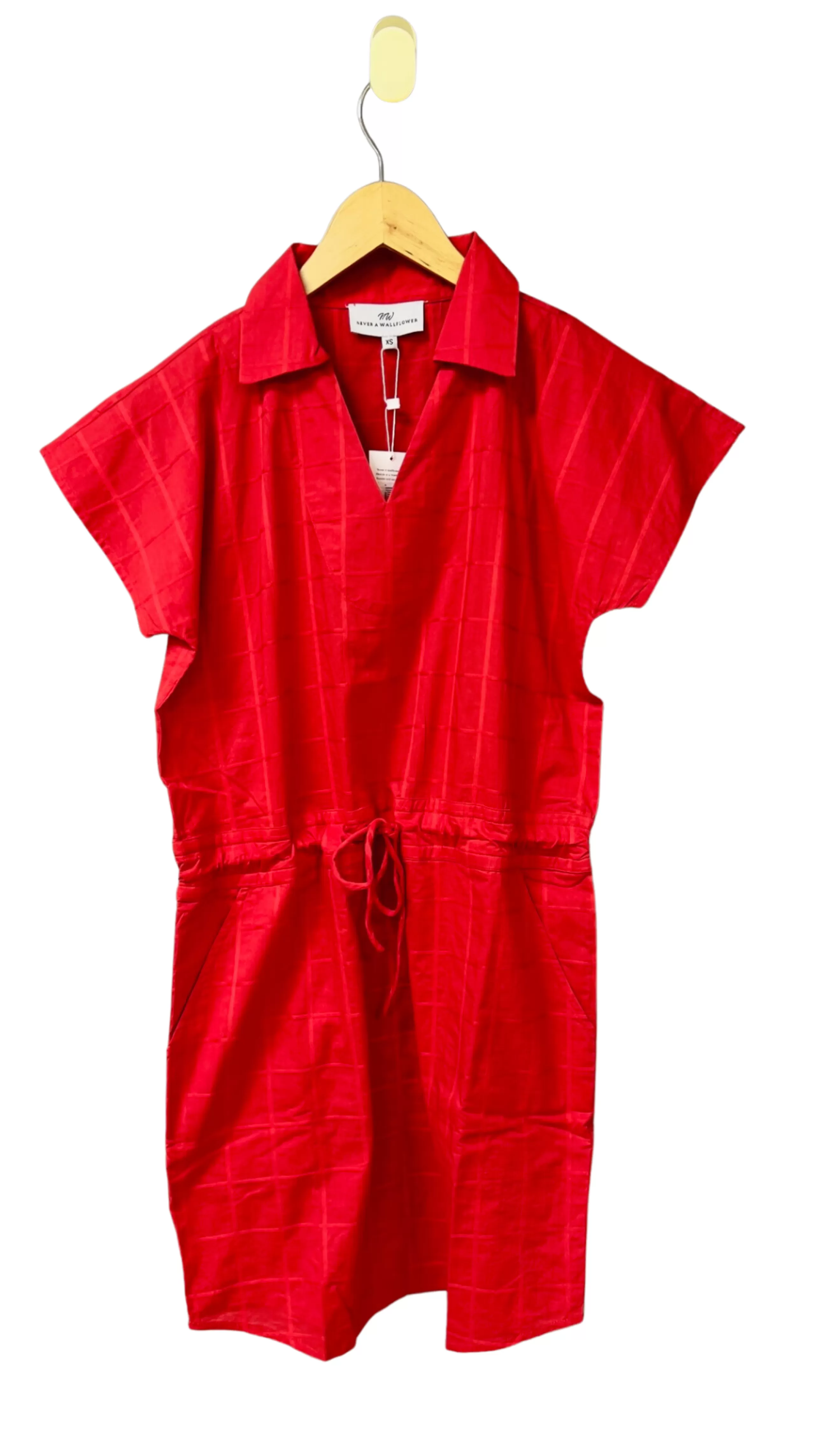 NEVER A WALLFLOWER Dress Shop^Track Dress In Red Windowpane *Final Sale*