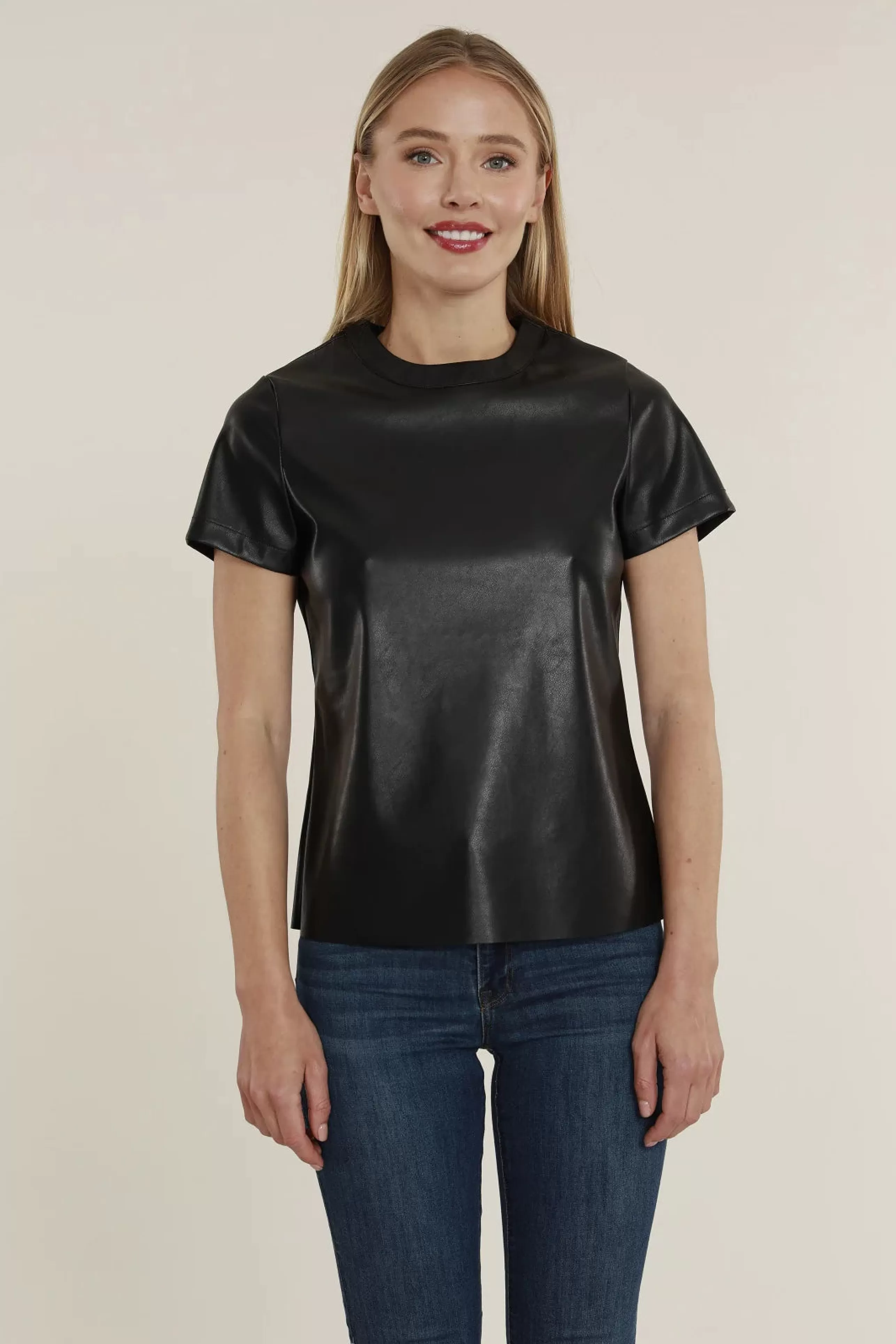 DOLCE CABO Tops^Vegan Leather Tee In Black