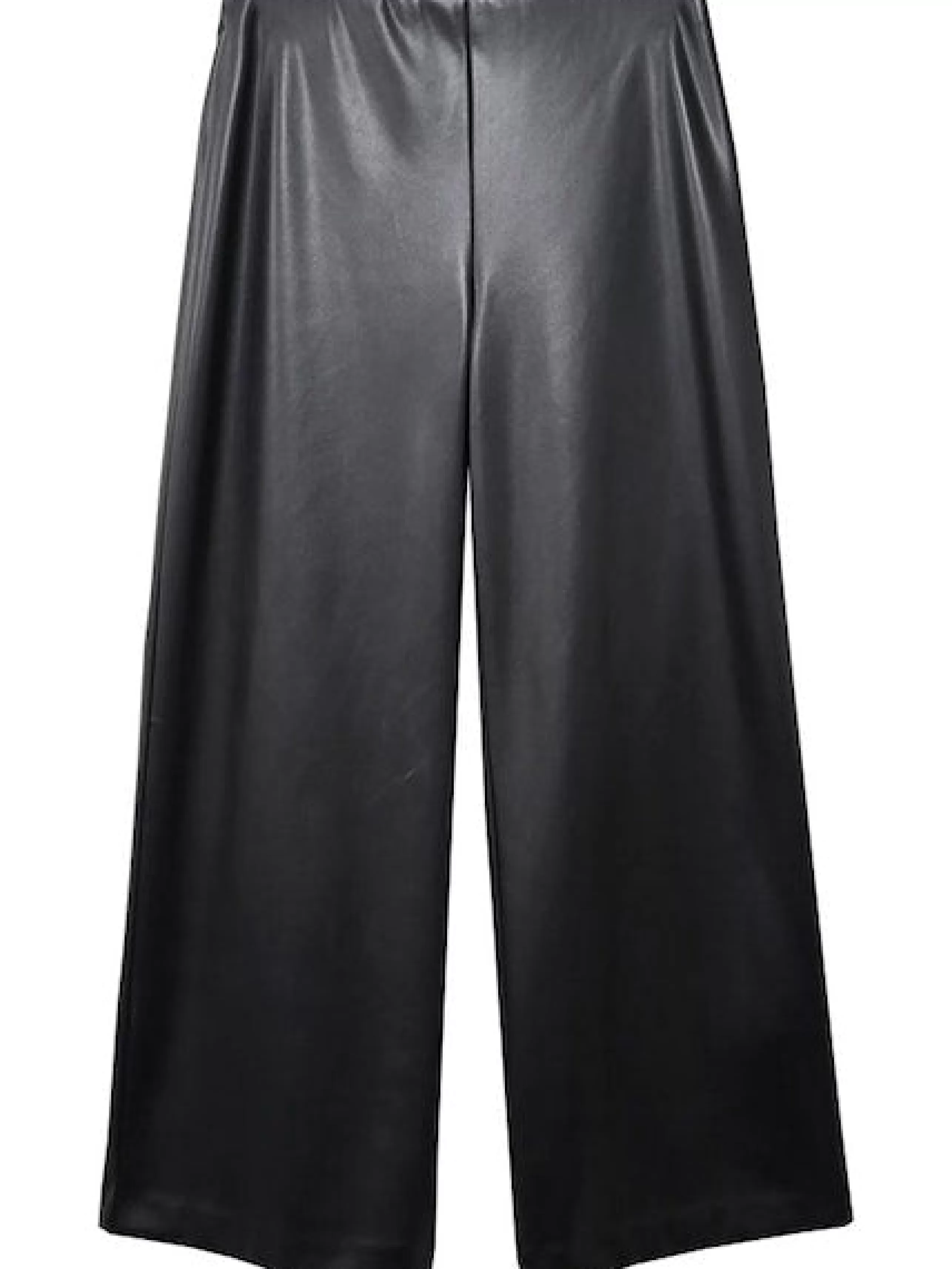 FIFTEEN TWENTY Bottoms^Vegan Leather Wide Leg Crop Pant In Black