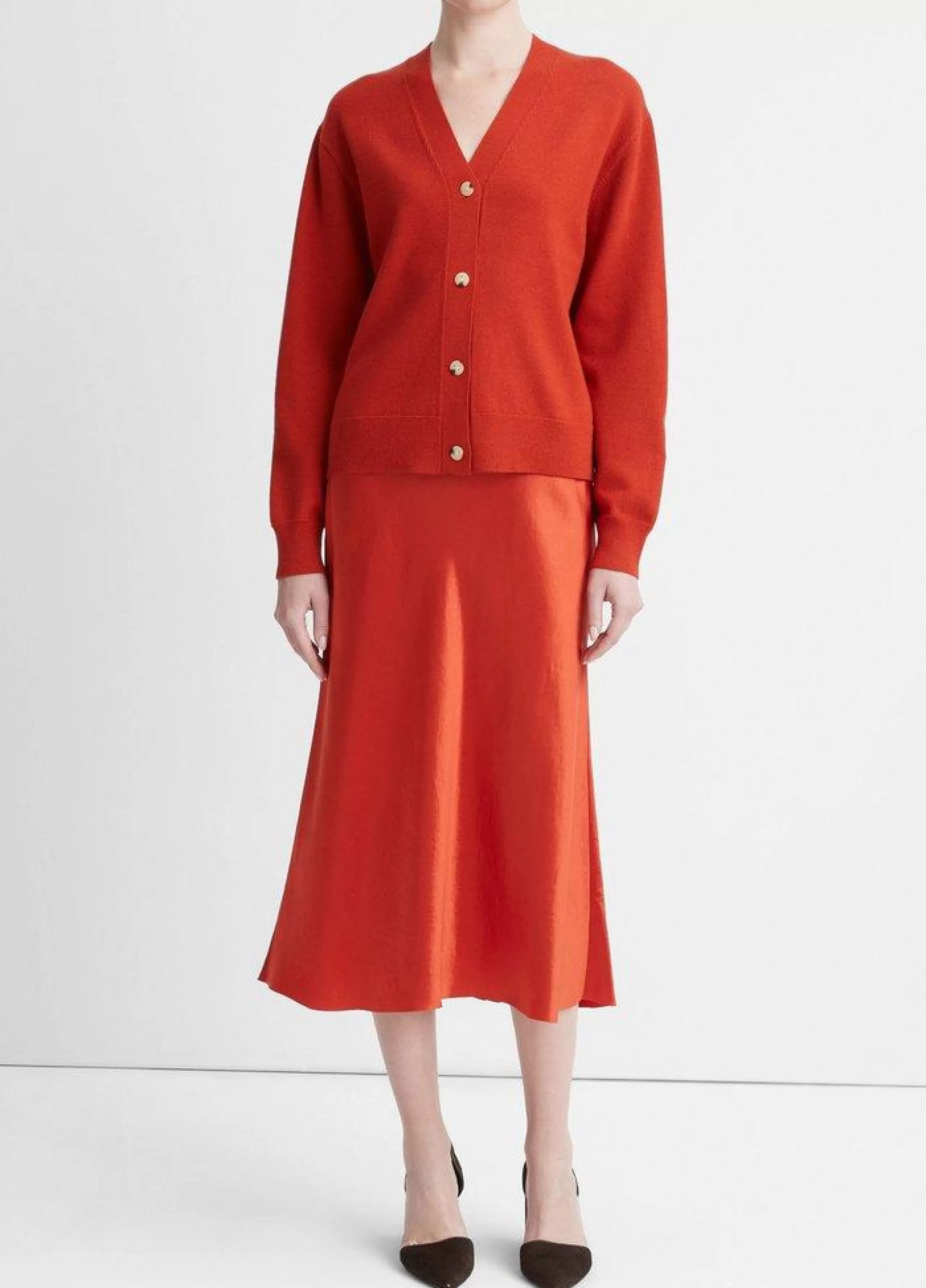 VINCE Matching Sets^Wool-Cashmere High Button Cardigan In Vermillion